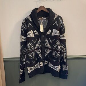 Schott NYC Black and White Patterned Cardigan